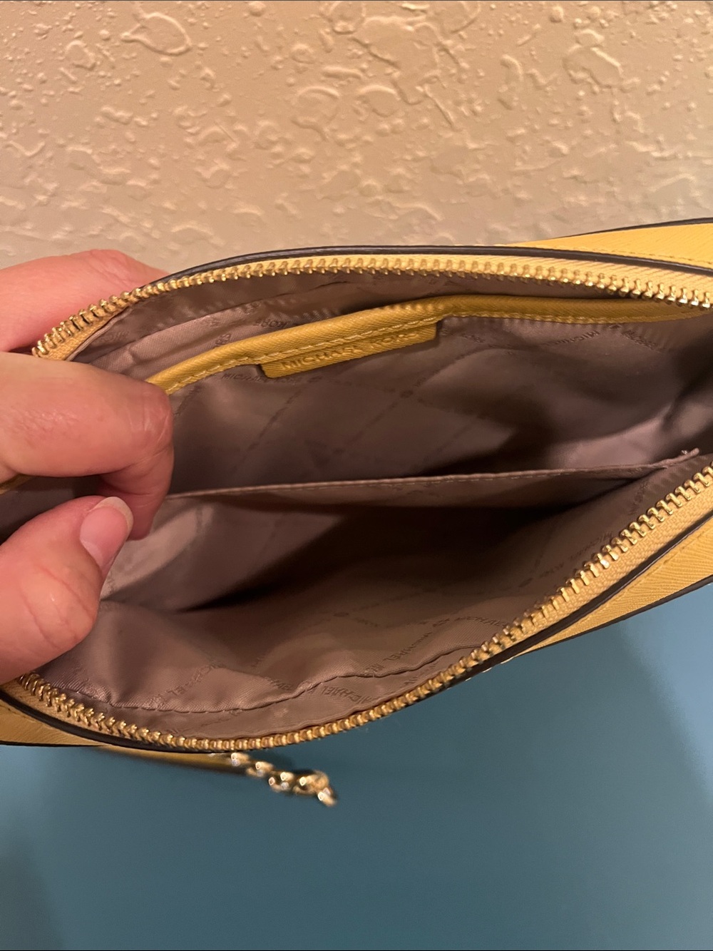 Michael Kors Yellow Saffiano Leather Crossbody Bag - Picture 4 of 6